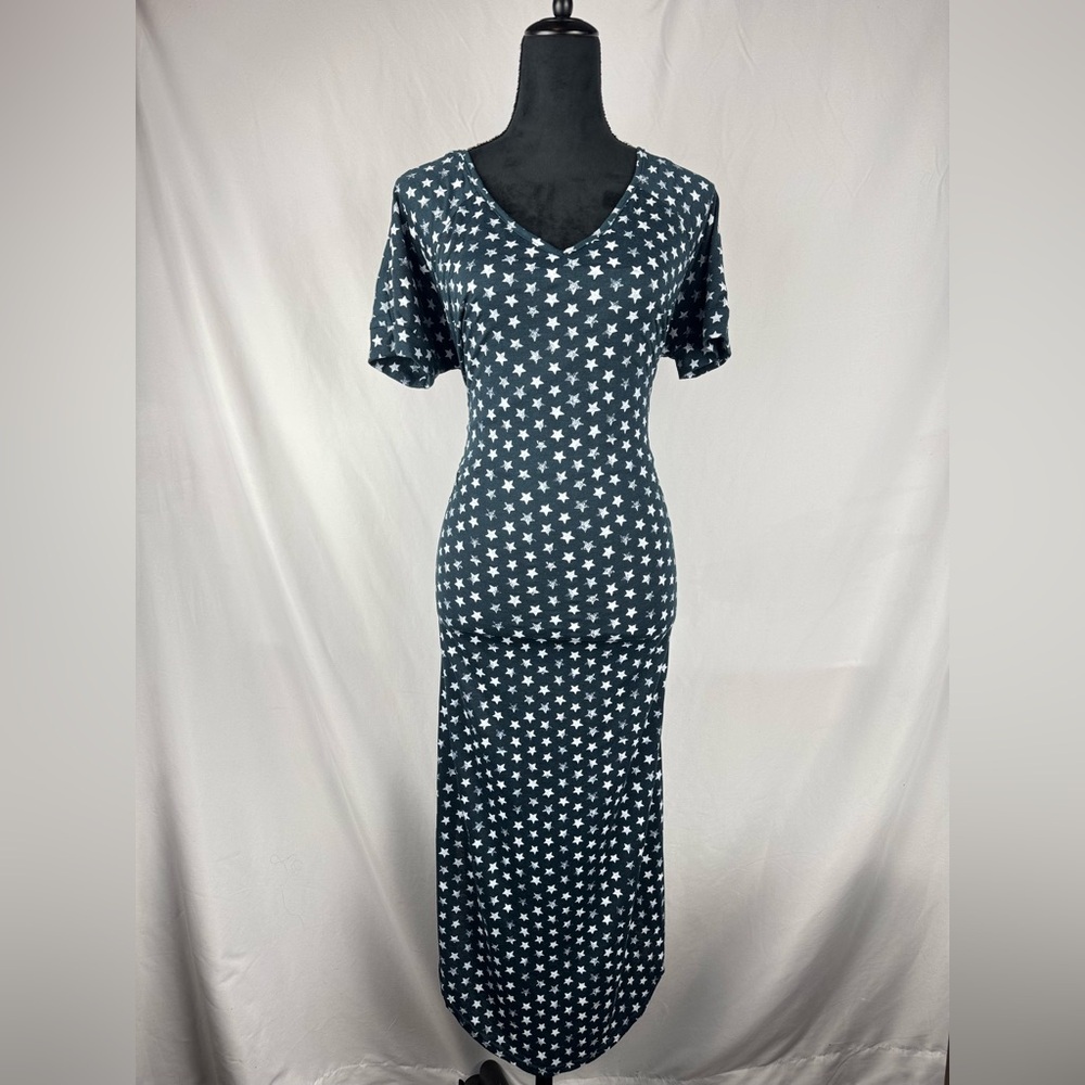 Latched Mama Navy Maxi Dress with White Star Print